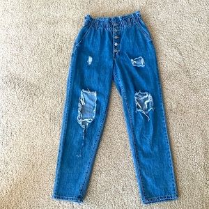 Ripped “paper bag”/mom jeans!